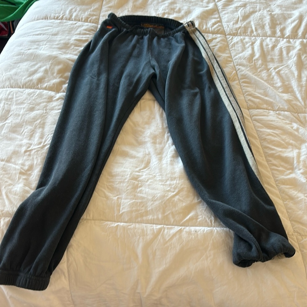 Aviator Nation Charcoal sweatpants, grey/blk stripe